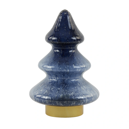 Dark Blue & Gold Glass LED Christmas Tree Table Lamp