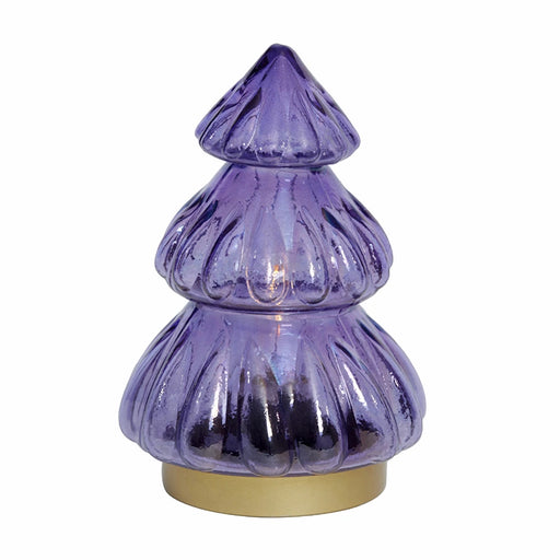 Dark Purple & Gold Glass LED Christmas Tree Table Lamp