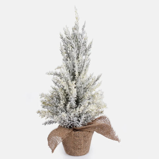 Tabletop Snow-Coated Christmas Cypress Tree White