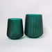 Teal glass hurricanes candle holders-vases