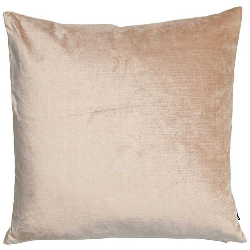 A luxurious soft plain velvet light gold cushion
