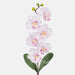 White and lilac orchid twig with a large satiny crafted flowers and dark green leaves
