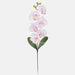 White and lilac orchid twig with a large satiny crafted flowers and dark green leaves