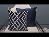 Luxe feather large navy velvet square cushion with piped-edge detailing