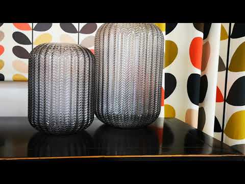 Smoked grey large glass candle holders-vases