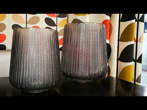 Smoked grey glass candle holders-vases