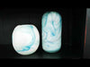 HUBSCH set of 2 glass marble art white and blue vases